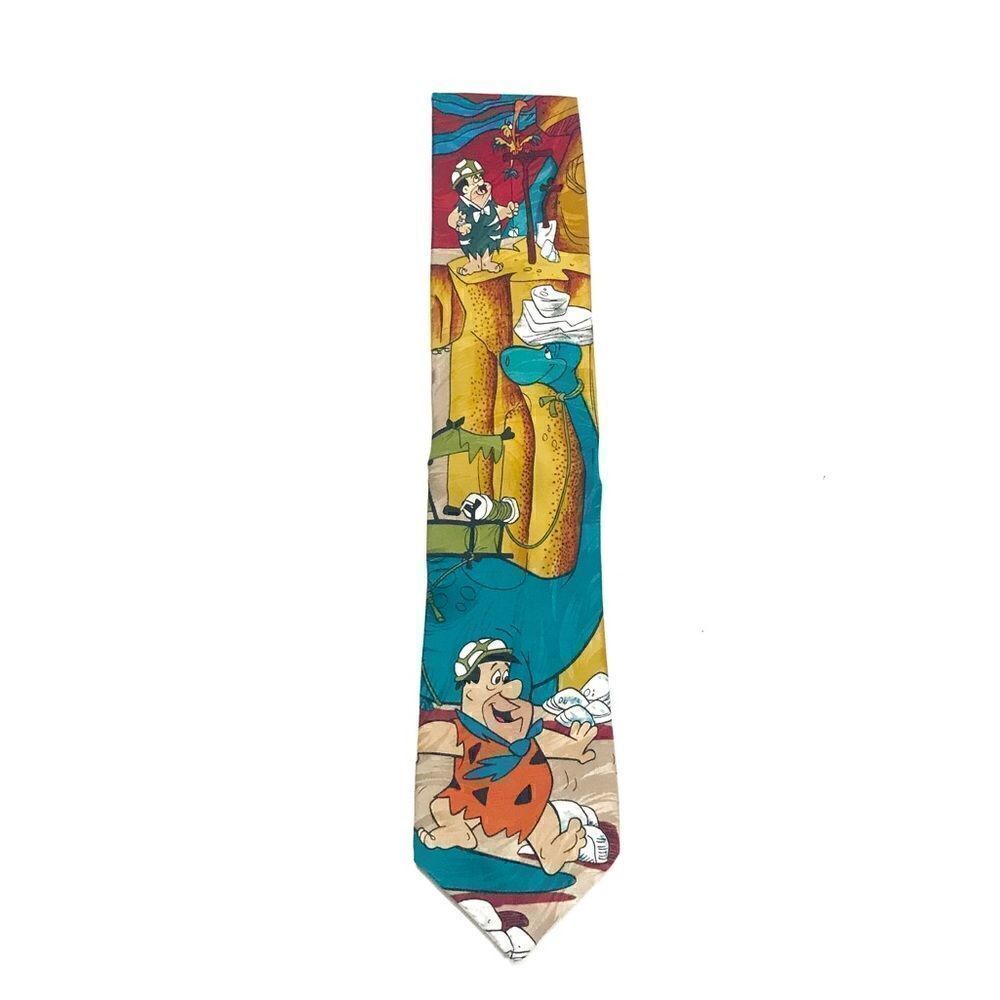 Vintage RM Style 1993 Hanna Barbara Flintstones “Quittin’ Time” Silk Tie